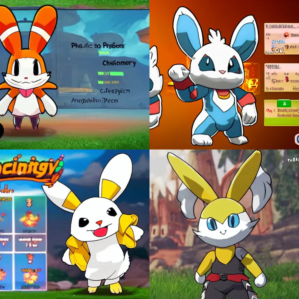 Prompt: Scorbunny in an RPG character creation screen