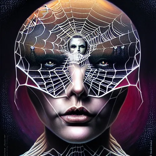 Prompt: cosmic fractal spider portrait by giger, by tristan eaton stanley artgerm and tom bagshaw.