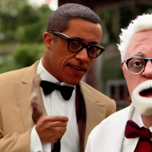 Image similar to Gustavo Fring chasing Colonel Sanders