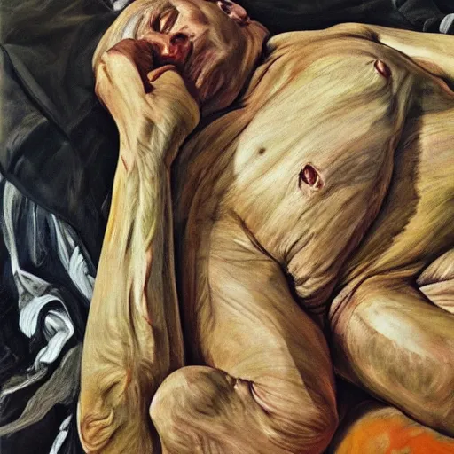 Prompt: artwork by lucian freud