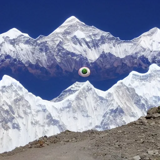 Prompt: the world's largest cherry on top of mount everest