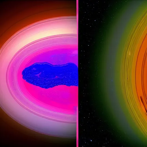 Prompt: 3 d render of saturn fracturing into a million psychedelic pieces