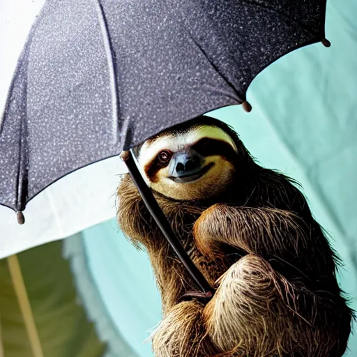 Image similar to photo of a cute sloth under an umbrella