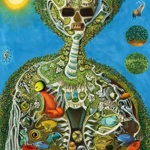 Prompt: artistic depiction of all life forms on earth, summarized in a single painting, highly detailed and complex