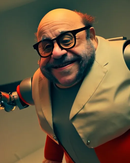 Prompt: Danny DeVito as Dr. Robotnik, cinematic, Dr. Eggman studio light, 8K