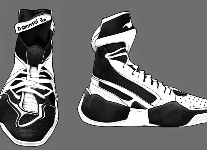 Prompt: basketball sneakers concept of domino, trending on artstation, smooth, sharp focus