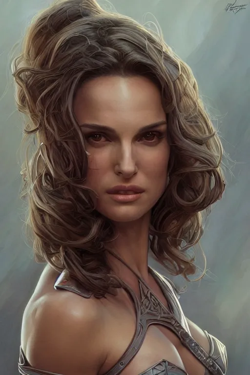 Image similar to muscled Natalie Portman as a ruggedly handsome hero, intricate, elegant, highly detailed, centered, digital painting, artstation, concept art, smooth, sharp focus, illustration, art by artgerm and donato giancola and Joseph Christian Leyendecker, Ross Tran, WLOP