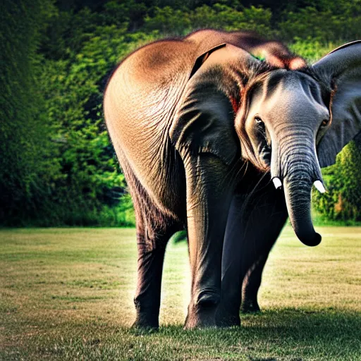 Prompt: a feline cat - elephant - hybrid with a trunk, animal photography