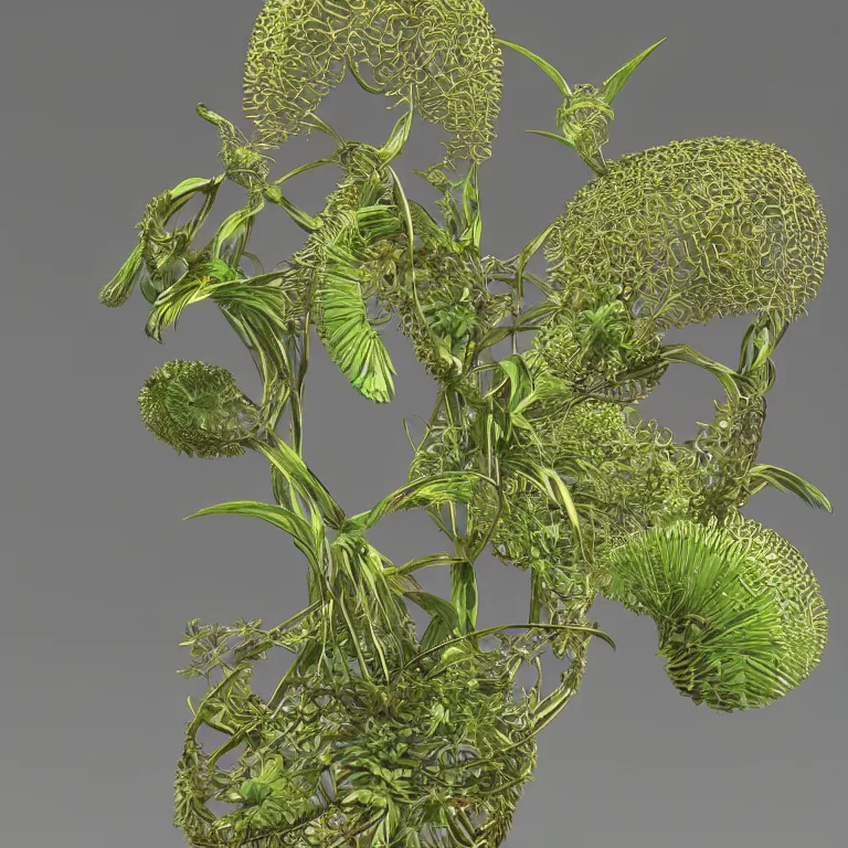Prompt: complex plant seed by ernst haeckel, modeled in 3 d, exquisite lighting, cinema 4 d render, clear focus, very coherent, very detailed