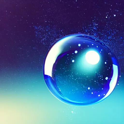 Prompt: a bubble contains a galaxy, octane render, HD, volumetric lighting, high details