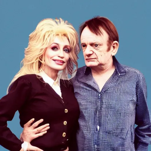 Image similar to photograph of a person with the characteristics of mark e smith and dolly parton