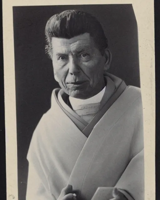 Prompt: andy griffith as japanese high priest, carte - de - visite