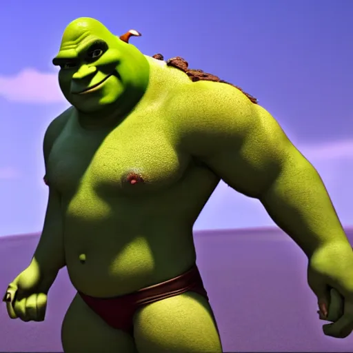 Image similar to buff shrek posing, 4 k