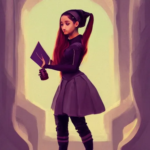 Prompt: painting of ariana grande as a hogwarts student, illustration, artistic, colorful, hyper detailed, in the style of greg rutkowski