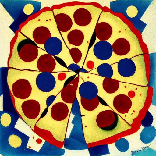 Image similar to Pizza party, painted by Kandinski