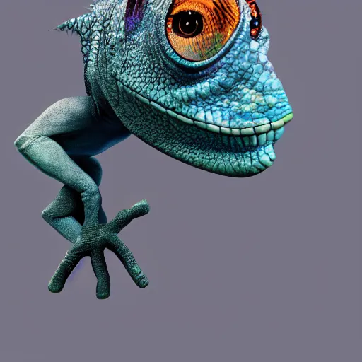 Image similar to digital art of Jim Carrey disguised as a chameleon, artstation,8k, detailed,hd,hq,award winning art