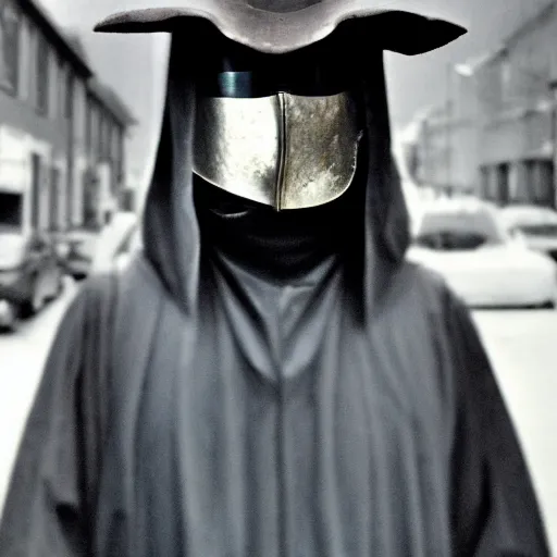 Image similar to 3 5 mm photo of a plague doctor, portrait