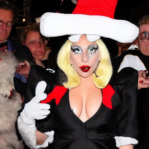 Image similar to lady gaga as cat in the hat