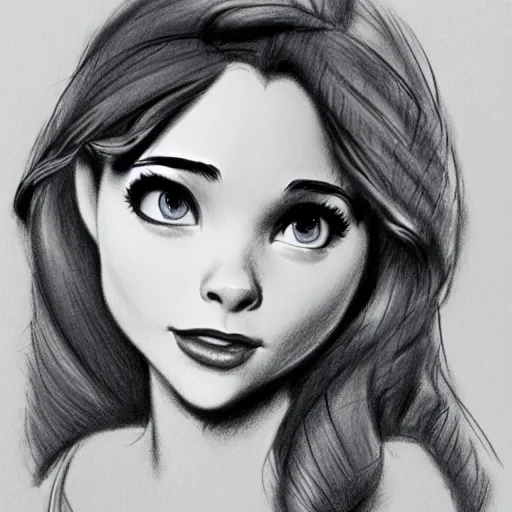 Image similar to milt kahl pencil sketch of chloe grace moretz as snow white