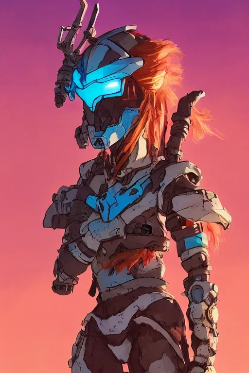 Image similar to combination suit armor aloy horizon forbidden west horizon zero dawn robot ninja mask helmet backpack tribal, art gta 5 comics, official fanart behance hd artstation by jesper ejsing, by rhads, makoto shinkai and lois van baarle, ilya kuvshinov, ossdraws radiating a glowing aura cgi rtx 2 0 2 2