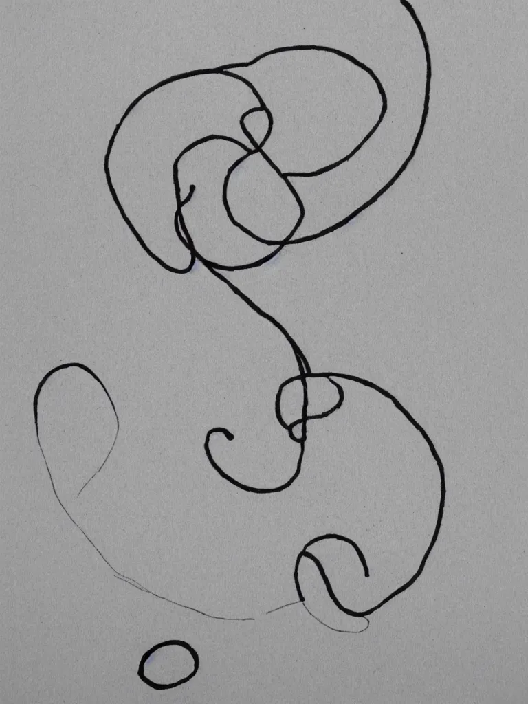 Prompt: minimal single line big marker tracing of an acorn that turns into a tree in the shape of a treble clef with a perceptual edge in the middle, single line drawing with small color explosions