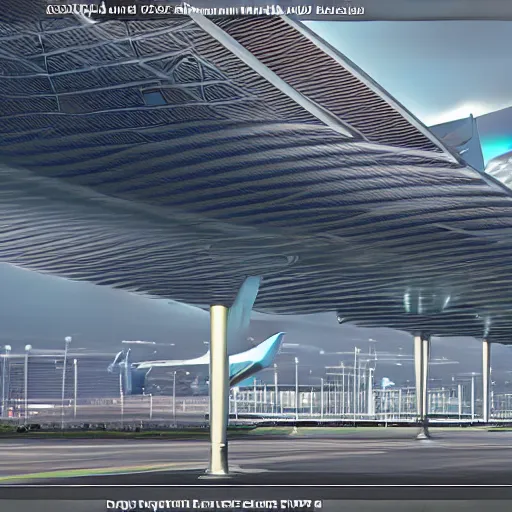 Image similar to sci-fi airport structure on the coronation of napoleon painting and digital billboard in the middle, unreal engine 5, keyshot, octane, artstation trending, ultra high detail, ultra realistic, cinematic, 8k, 16k, in style of zaha hadid, in style of photogrammetry point cloud, in plastic,dark, tilt shift,