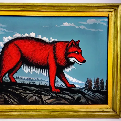 Prompt: communist wolf, soviet propaganda painting