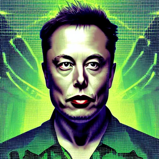 Image similar to elon musk inside the matrix, digital art, artistic, artistic colors, dramatic lighting, 8k