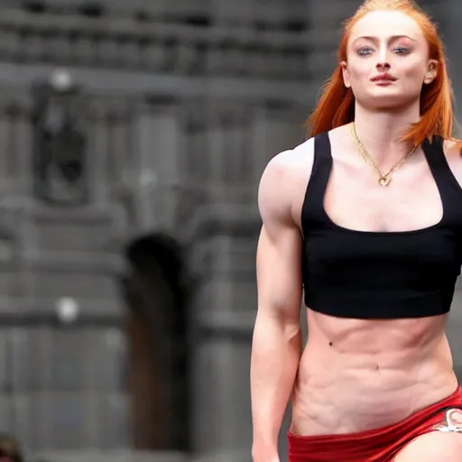 Image similar to muscular sophie turner showing her abs, cnn, afp, reuters