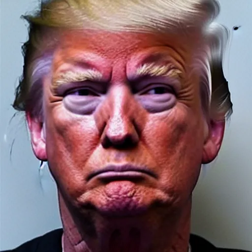 Prompt: donald trump mugshot, black eye, depressing