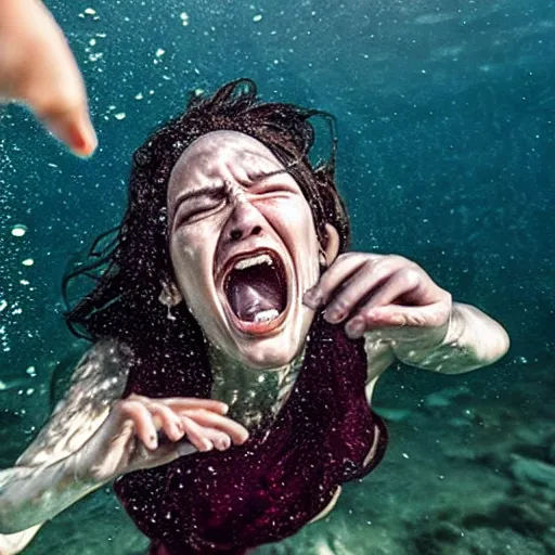Image similar to Woman screaming underwater