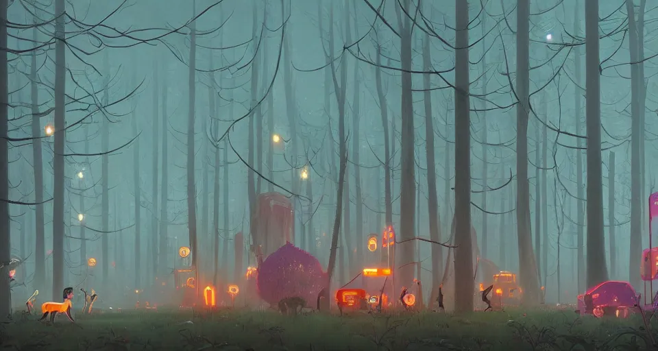 Image similar to Enchanted and magic forest, by simon stalenhag