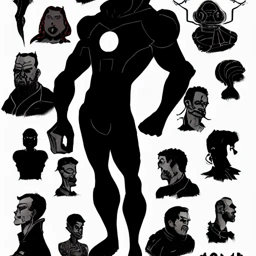 Image similar to stylized proportions, human character, large shoulders, long legs, the expanse tv series, in the style of mike mignola, trending on artstation