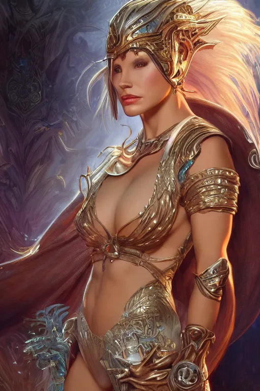 Image similar to ultra realistic illustration, the sorceress from masters of the universe, sci - fi, fantasy, intricate, elegant, highly detailed, digital painting, artstation, concept art, smooth, sharp focus, illustration, art by artgerm and alphonse mucha