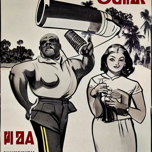 Image similar to soviet propaganda poster commanding people to drink more coconut water, highly detailed, authentic, 1960s era