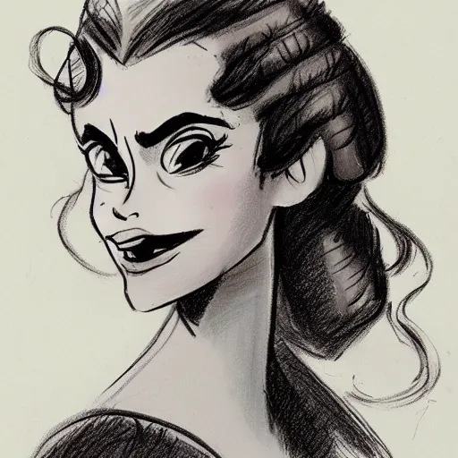 Prompt: milt kahl sketch of vanessa hudgeons with done up hair, tendrils covering face and ponytail as princess padme from star wars episode 3