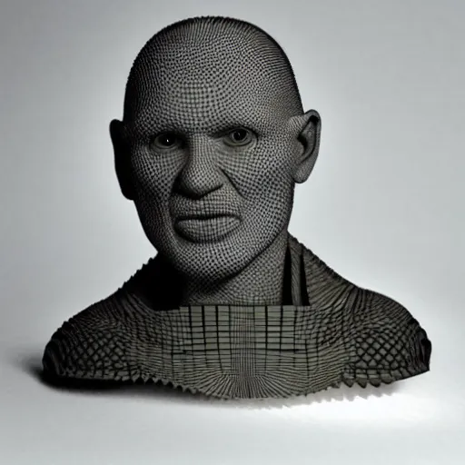 Prompt: 3 dprinted head scary