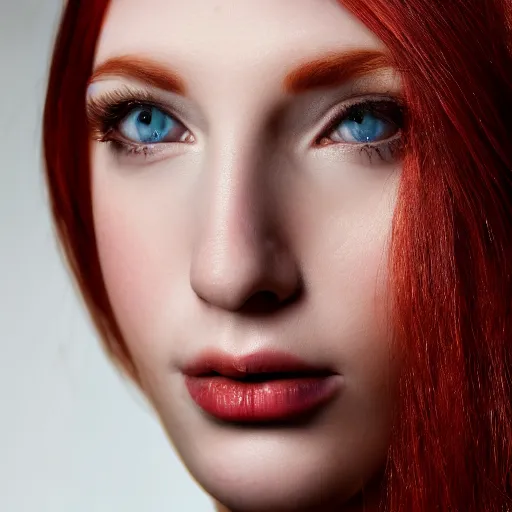 Image similar to redhead beauty, close up portrait photo, 8 k,