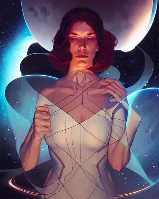 Image similar to artgerm, joshua middleton comic cover art, space castle, science fiction, chiral lighting