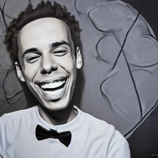 Prompt: rapper logic very big smile, painting