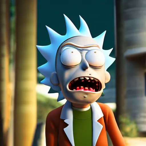 Prompt: rick from rick and morty 3 d render photorealistic unreal engine photorealistic ultra - realistic by alexandre touguet