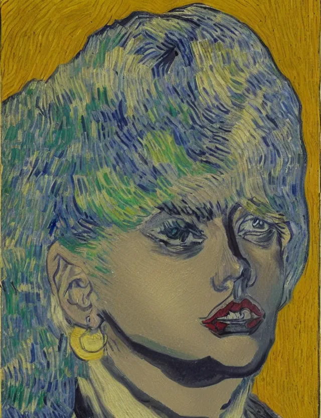 Image similar to a painting of lady gaga by vincent van gogh