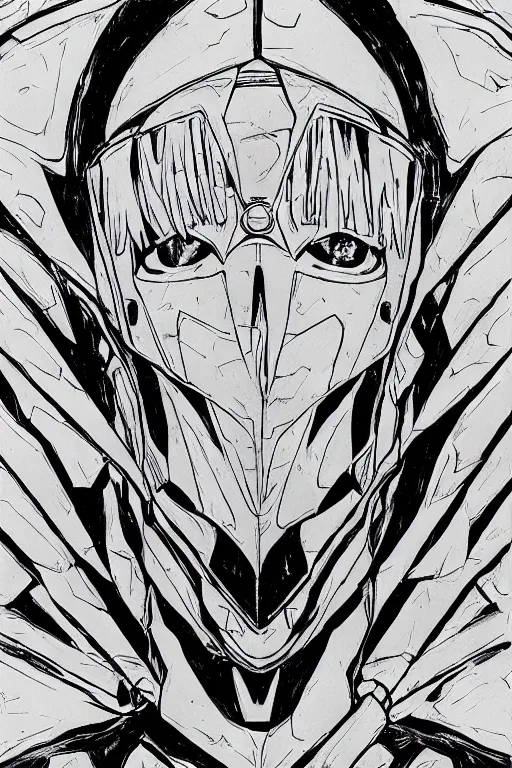 Image similar to a close up of a evangelion, drawn by robbie trevino and laurie greasle, perfectly symmetrical, poster, digital art, comic art, concept art