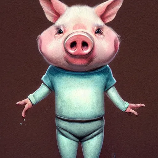 Image similar to realistic, full body portrait, cartoonish cute pig, by Jordan Grimmer and greg rutkowski, crisp lines and color,