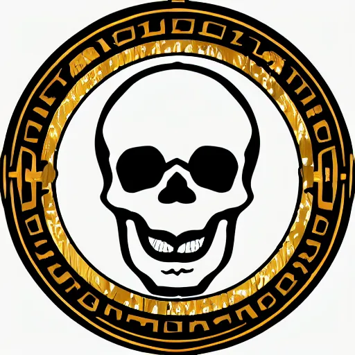 Image similar to skull shaped microphone vector logo for a death metal record label, golden ratio, HD 4K, Iconic