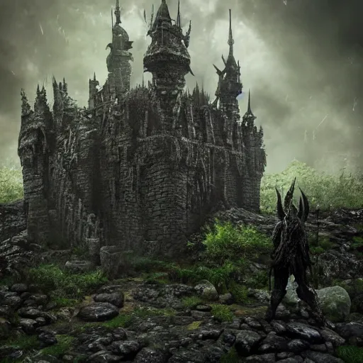 Prompt: full body pose, hyperrealistic photograph of the black castle of rotbog swamp, dim volumetric lighting, 8 k, octane beautifully detailed render, extremely hyper detailed, intricate, epic composition, cinematic lighting, masterpiece, trending on artstation, very detailed, stunning, hdr, sharp focus, high resolution, award, winning photo, dslr, 5 0 mm