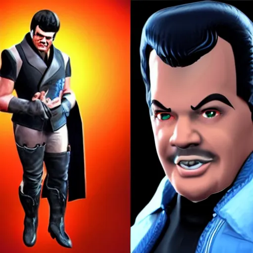 Image similar to concept art of Conway Twitty as a Mortal Kombat character, 4k details