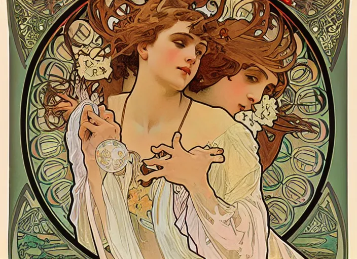 Image similar to a thousand hands dance, alphonse mucha, 8 k