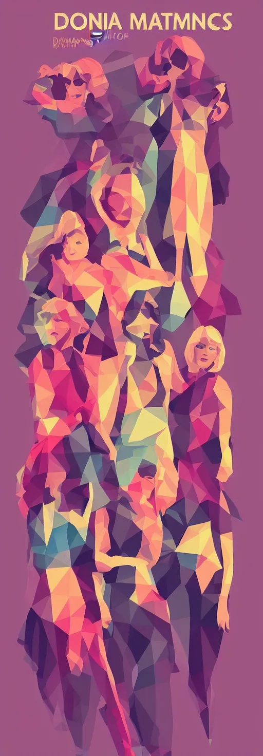 Prompt: donna and the dynamos, poster, low poly, etsy