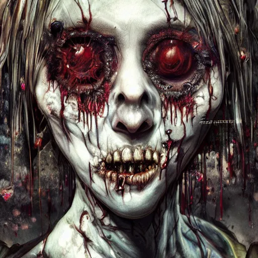 Image similar to horrifying decaying zombie, maximalist, high detail, 8 k, ornate, dark fantasy, realistic, masterpiece, trending on art station, complex, wlop